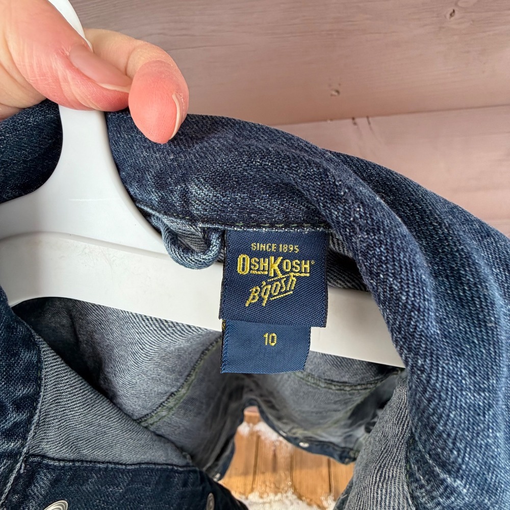 Vtg Oshkosh B'gosh Kids Denim Jacket Blue Kids Size 10 Classic Trucker Style - Picture 5 of 7